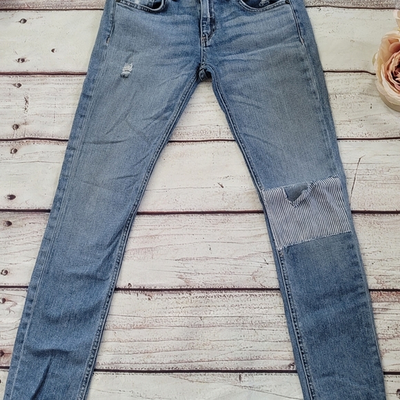 Rag & Bone Tomboy Striped Patch Boyfriend Jeans - Picture 2 of 6